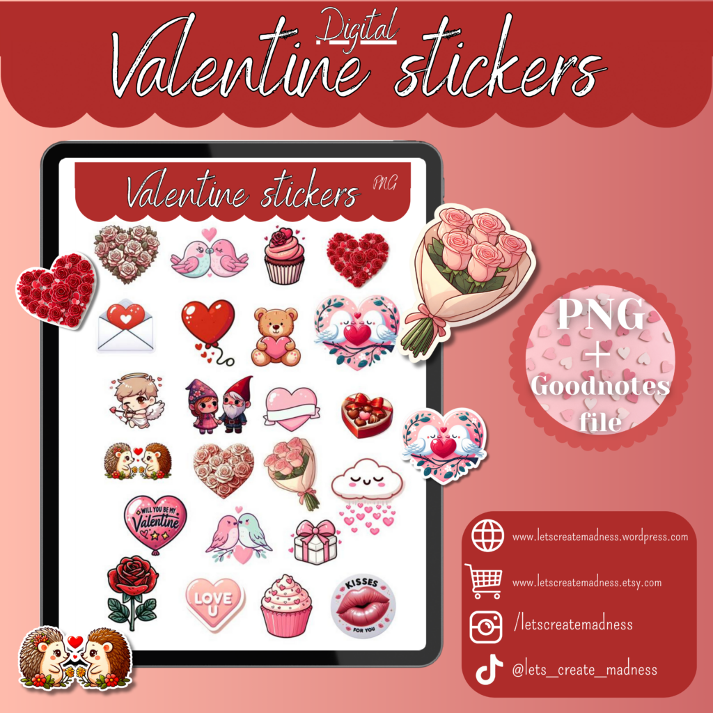 Valentijn clipart, Valentijnsdag stickers, digitale planner, journaling, Valentijn, Valentijnsdag, Valentinesday, liefde, love, Valentine clipart