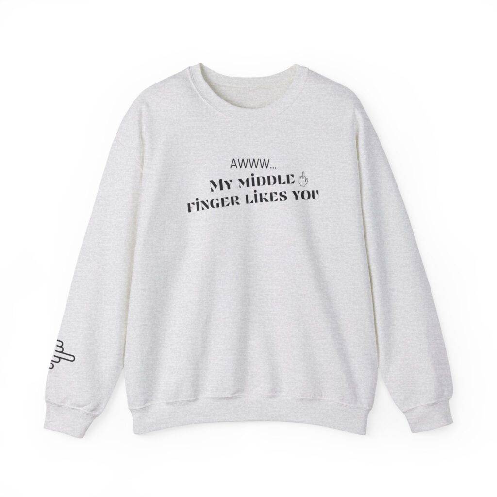 crewneck sweatshirt met print, sarcastische quote, sweater met quote, sweater met opdruk