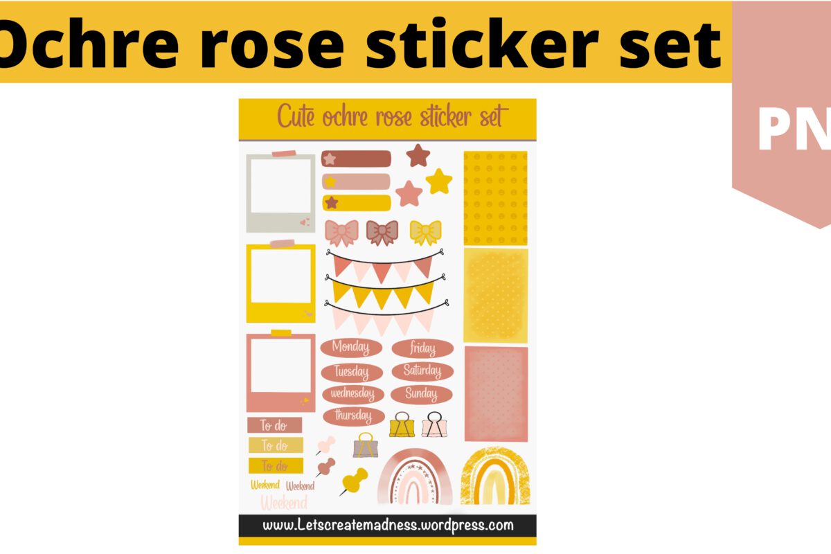 Oker sticker, dagelijkse sticker, oker kleur clipart, oker rose sticker, oker clipart, journaling, digital planning, stickers