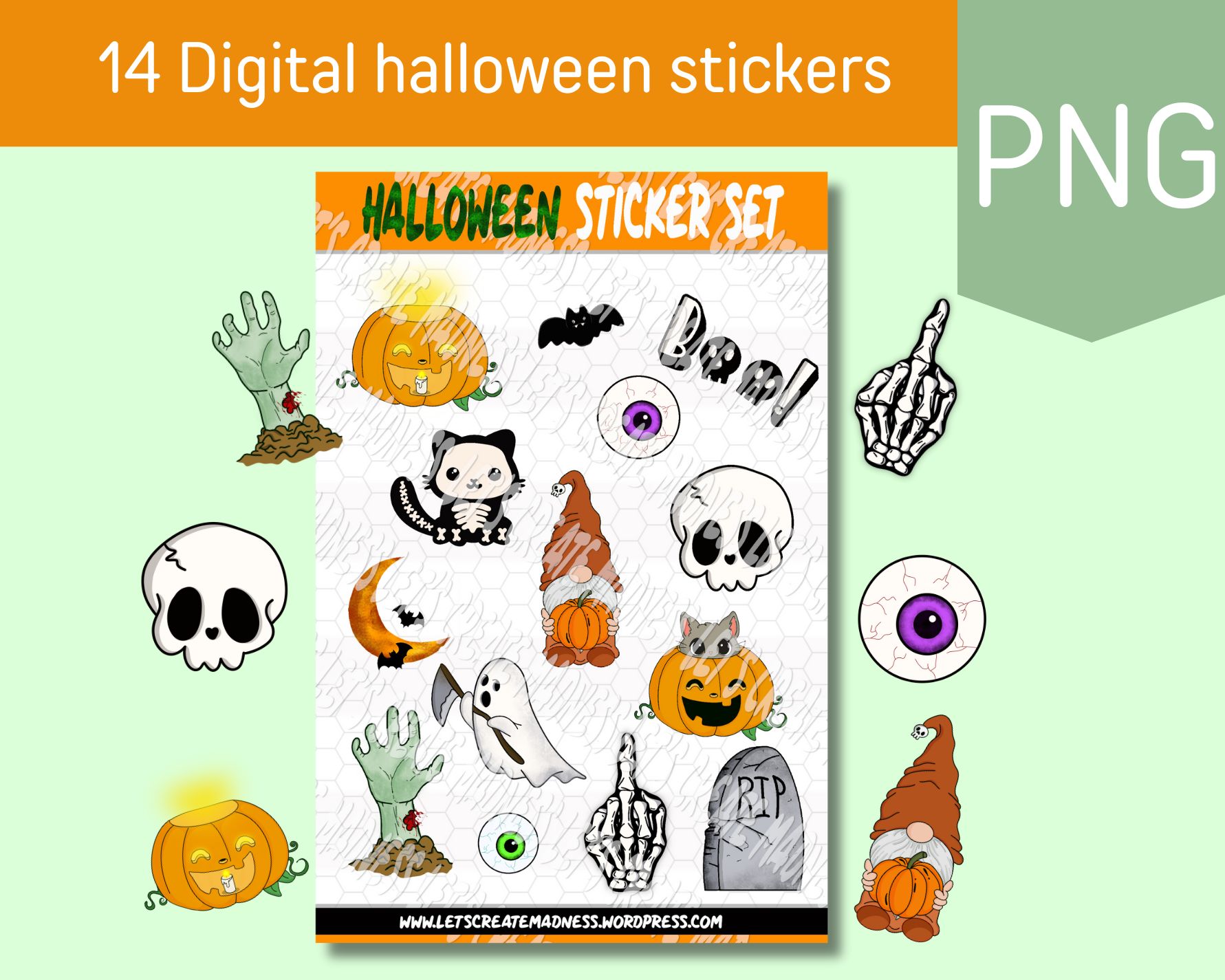 Halloween clipart en sticker