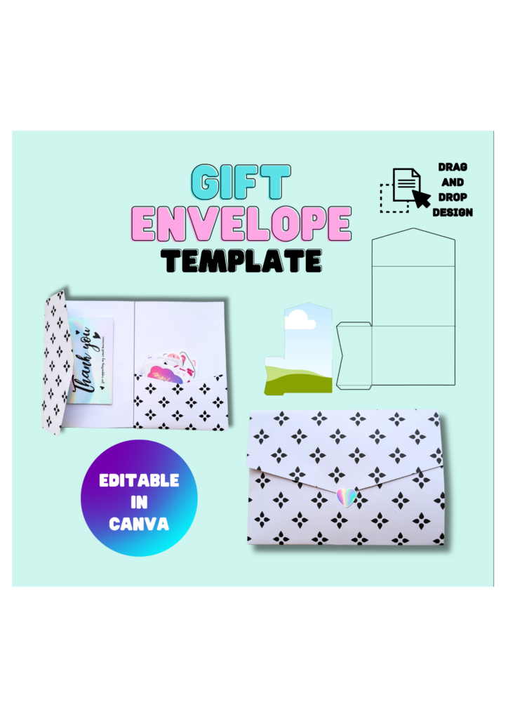 Gift envelope template, cadeau envelop, cadeau envelop template, aanpasbaar in Canva, editable in Canva, Canva template