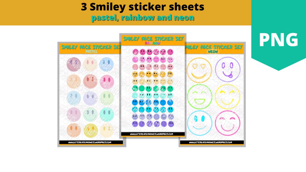 Smiley digitale sticker set, vrolijk je dag op met deze happy smiley stickers