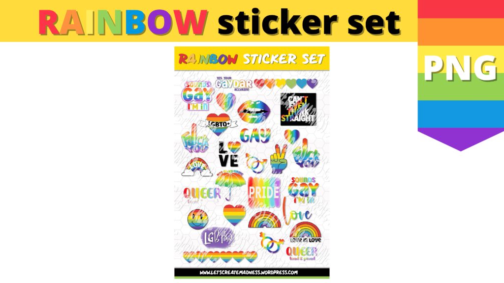 Regenboog & Pride LGBTQ+ stickers, rainbow lgbtq+ clipart om je planner te decoreren met liefde en kleur, jij mag er zijn!!!