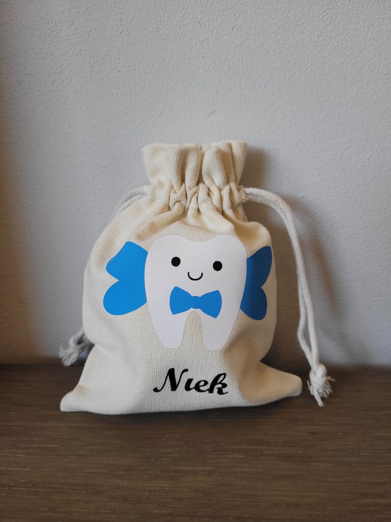 gepersonaliseerd tandenfee zakje, tooth-fairy bag, kinderen, tandenfee kind