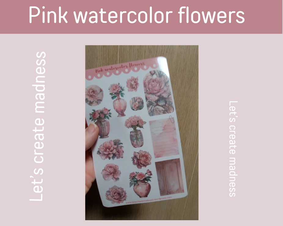 Pink watercolor flowers stickervel