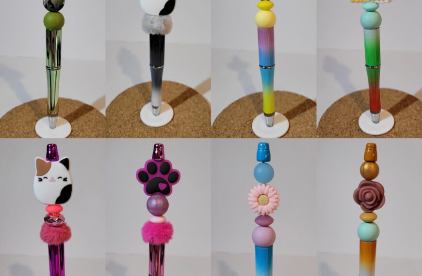 gekleurde pen met siliconen kralen, bloem, hond, nurse, sarcasm, cat