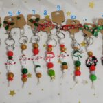 kerst sleutelhanger, winter sleutelhanger, siliconen kralen sleutelhanger