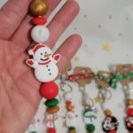 kerst sleutelhanger, winter sleutelhanger, siliconen kralen sleutelhanger