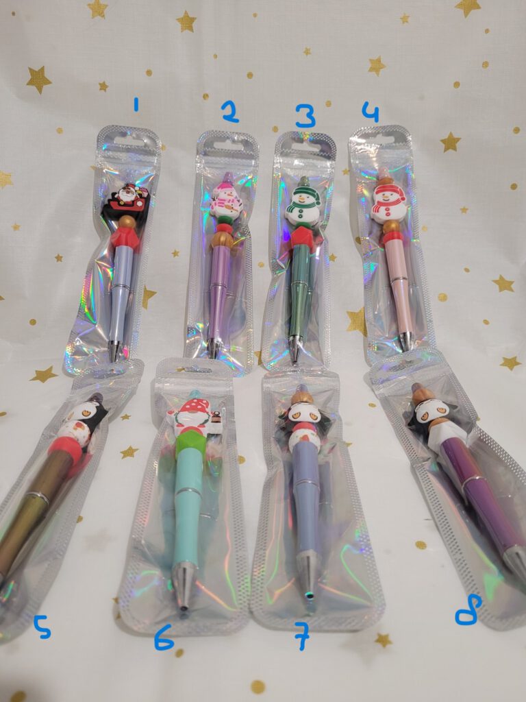 winter pen, kerst pen, siliconen kralen pen