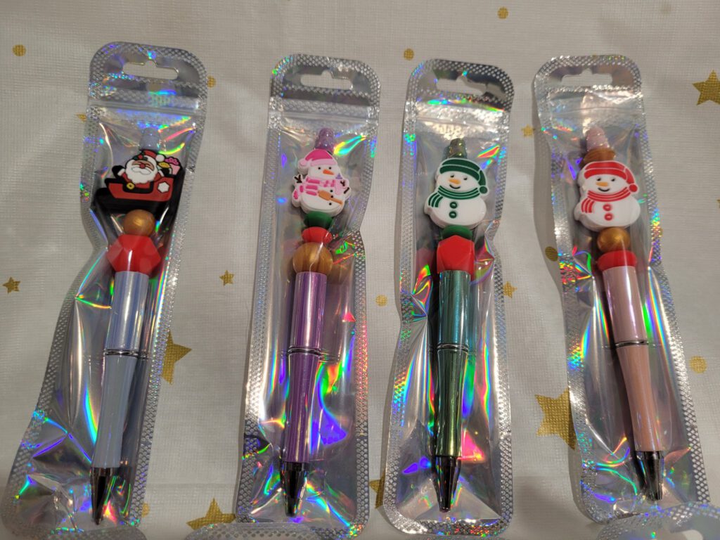 winter pen, kerst pen, siliconen kralen pen