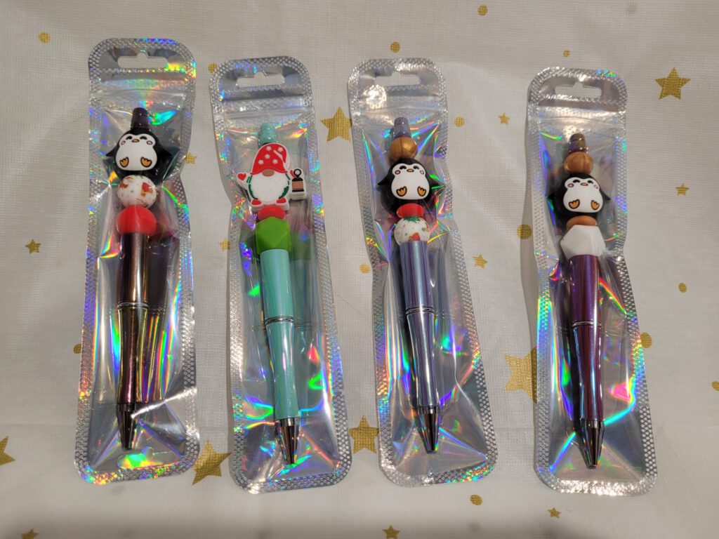 winter pen, kerst pen, siliconen kralen pen