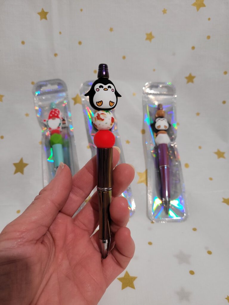 winter pen, kerst pen, siliconen kralen pen