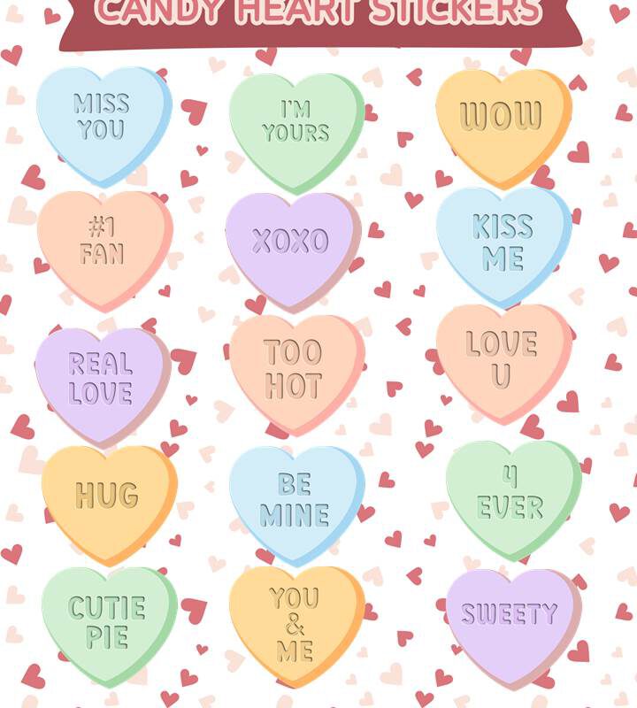 Candy heart stickers png