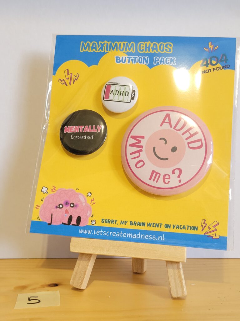 Adhd button, chaos button, button set