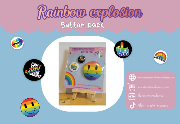 Rainbow explosion button pack